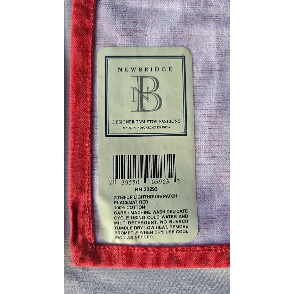 Newbridge Red Lighthouse Patch Cotton Placemats Set Of 6 Nautical Kitchen Decor